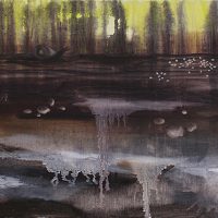 Myyrän iltapäivä. Oil & acrylics on canvas, 80x30 cm, 2012.